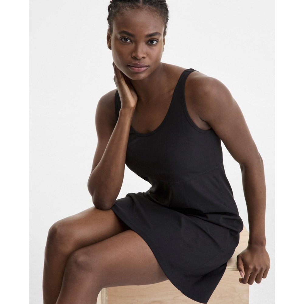 ID Ideology Women Performance Ribbed Sleeveless Dress Black Size M - Picture 3 of 6